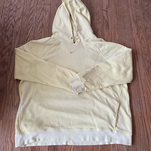 Nike Other - Rare yellow Nike hoodie with rose gold colour middle swoosh size XL.